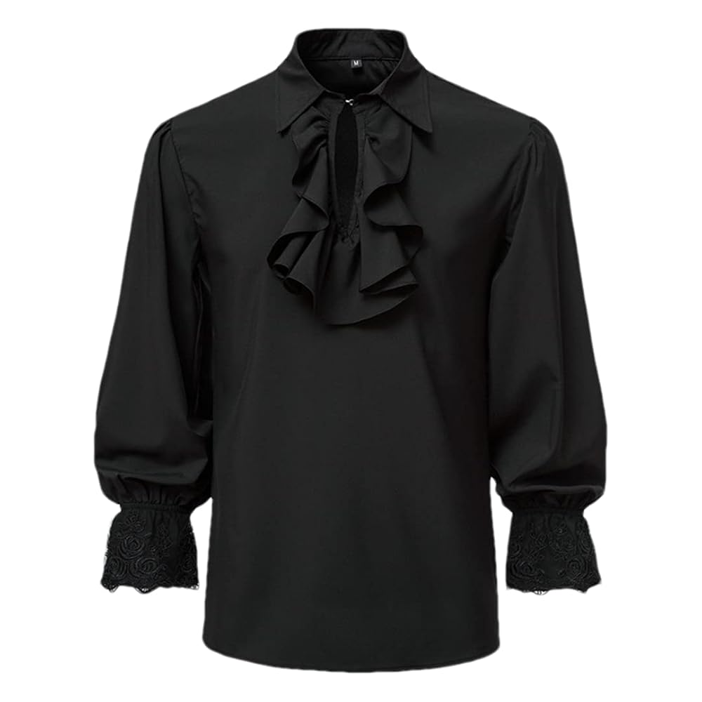 Amazon.com: Frill Collar Shirt Halloween Men Ruffle Neck Top